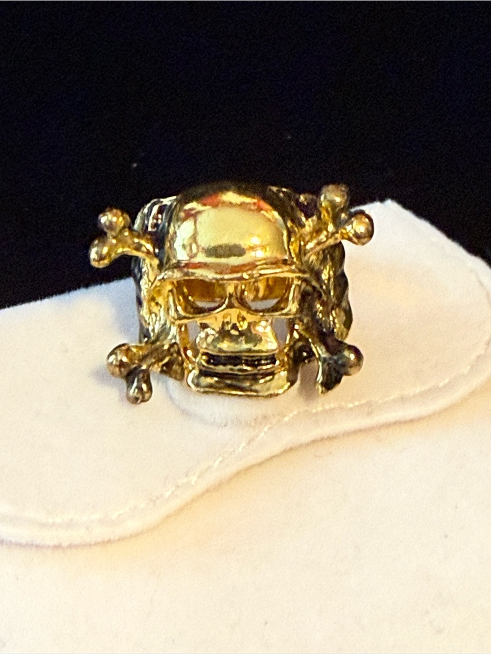 Gothic Gold Textured Skull Ring adjustable Streetwear Statement